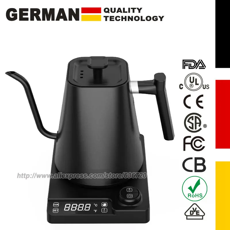 Gooseneck Kettle Temperature Control, Pour Over Electric Kettle for