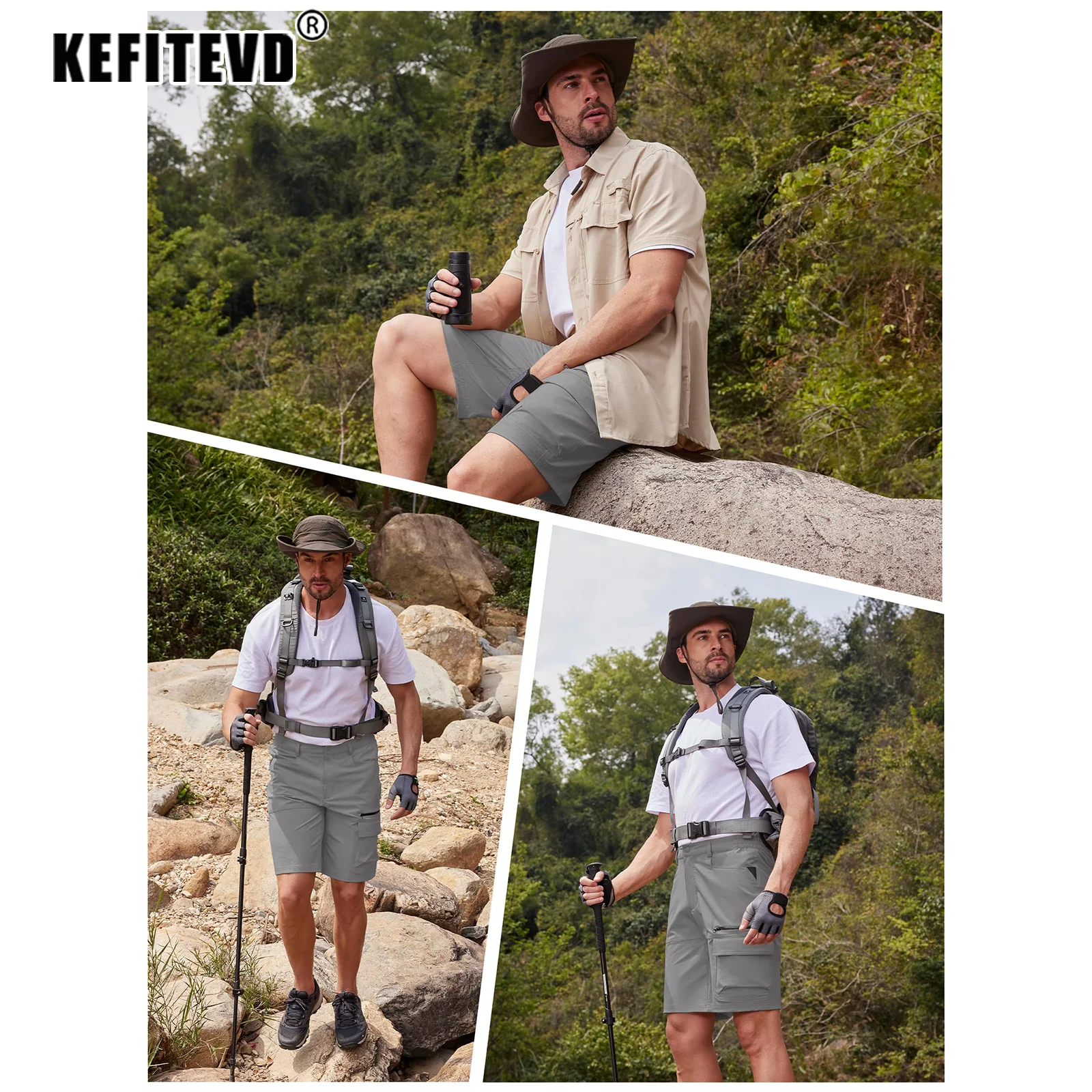 Men Hiking Shorts Men's Summer Work Cargo Shorts Outdoor Wear-resistant Fishing Climbing