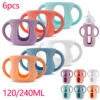 6Pcs Silicone Sleeves Silicone Baby Bottle Cover with Handle Anti Slip Heat Resistant Glass Bottle Sleeve 120/240ml Bottle Cover 1