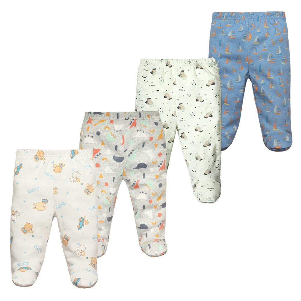 Newborn Baby Pants 3/4/5PCS/lot Soft Cotton Cartoon Boys Pants Four Seasons Footed Baby Girls Stripe Trousers 0-12M baby leggings cotton pants baby trousers