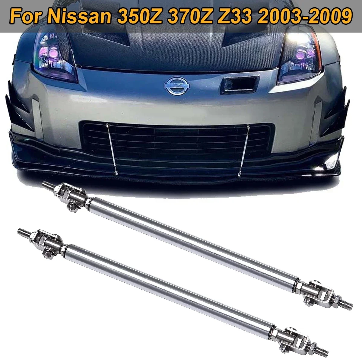 Paraurti Anteriore Lip Splitter Spoiler Strut Rod Tie Support Bar Universale Per Nissan 350Z Z33 370Z 2003-2009 Accessori Auto