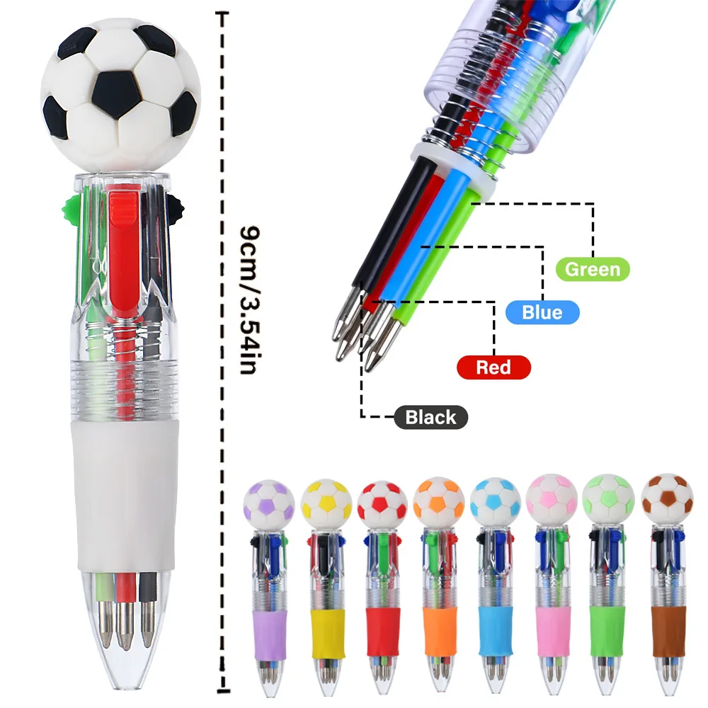Nuovo modello di penne a forma di pallone da calcio e pallacanestro, da 1 a 20 pezzi, penne a quattro colori assortite per feste a tema calcio, carnevali, compleanni, matrimoni, ospiti, Capodanno, regali scolastici, premi, bomboniere. - immagine 4