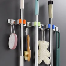 

Mop Holder Broom Hook Wall Mounted Stainless Steel Mop Hanger With Hooks Bathroom Multi-Functional Storage Hook Rack Accessories