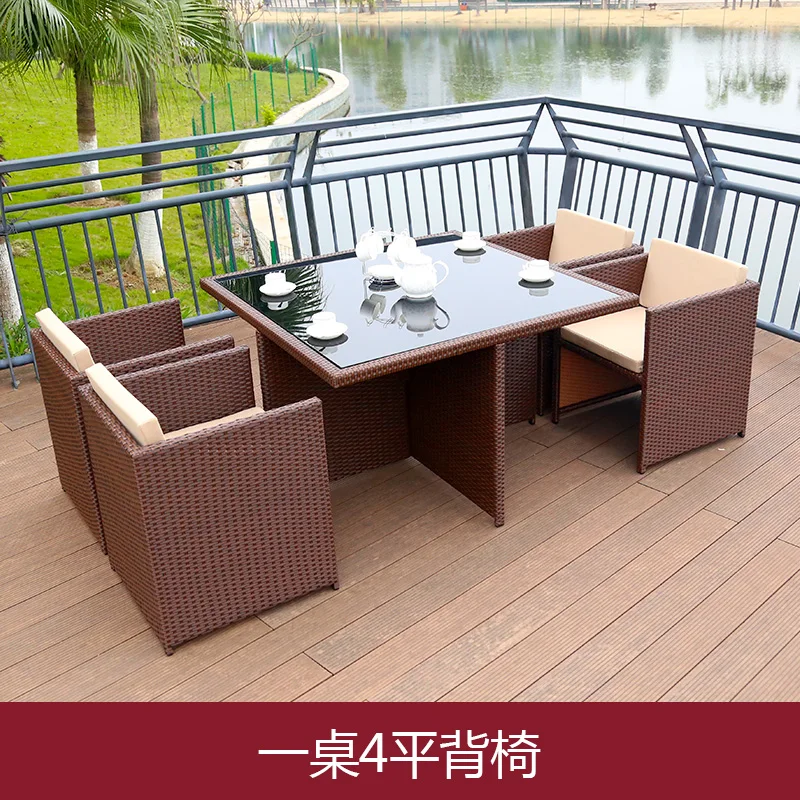 Outdoor Table and Chair Villa Garden Leisure PE Rattan Chair Set Waterproof Sun Protection Coffee Table Garden Furniture Sets