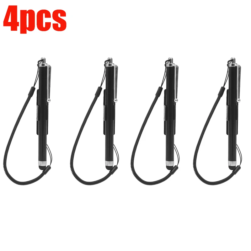 Universal Capacitive Screen Stylus with Spring Cable and Pen Clip