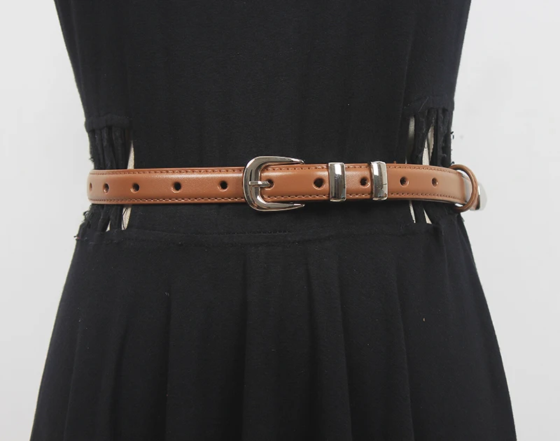 

Women's Runway Fashion Vintage Genuine Leather Cummerbunds Female Dress Corsets Waistband Belts Decoration Narrow Belt R1715