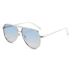 Timeless Unisex Aviator Sunglasses with UV400 Protection and Durable Metal Frame (SILVER BLUE)