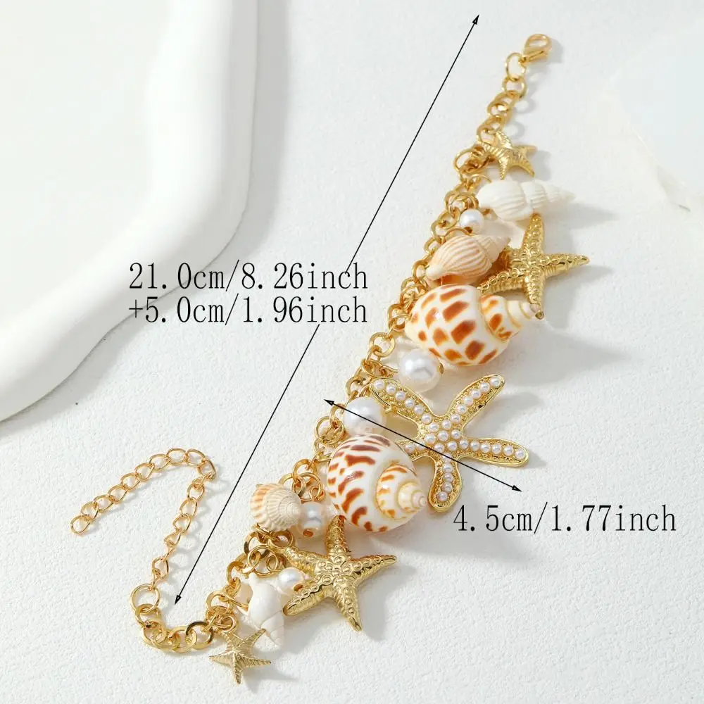 Bohemian Natural Shell Conch Imitation Pearl Starfish Pendant Bracelet Necklace Earrings for Women Fashion Beach Jewelry Gifts