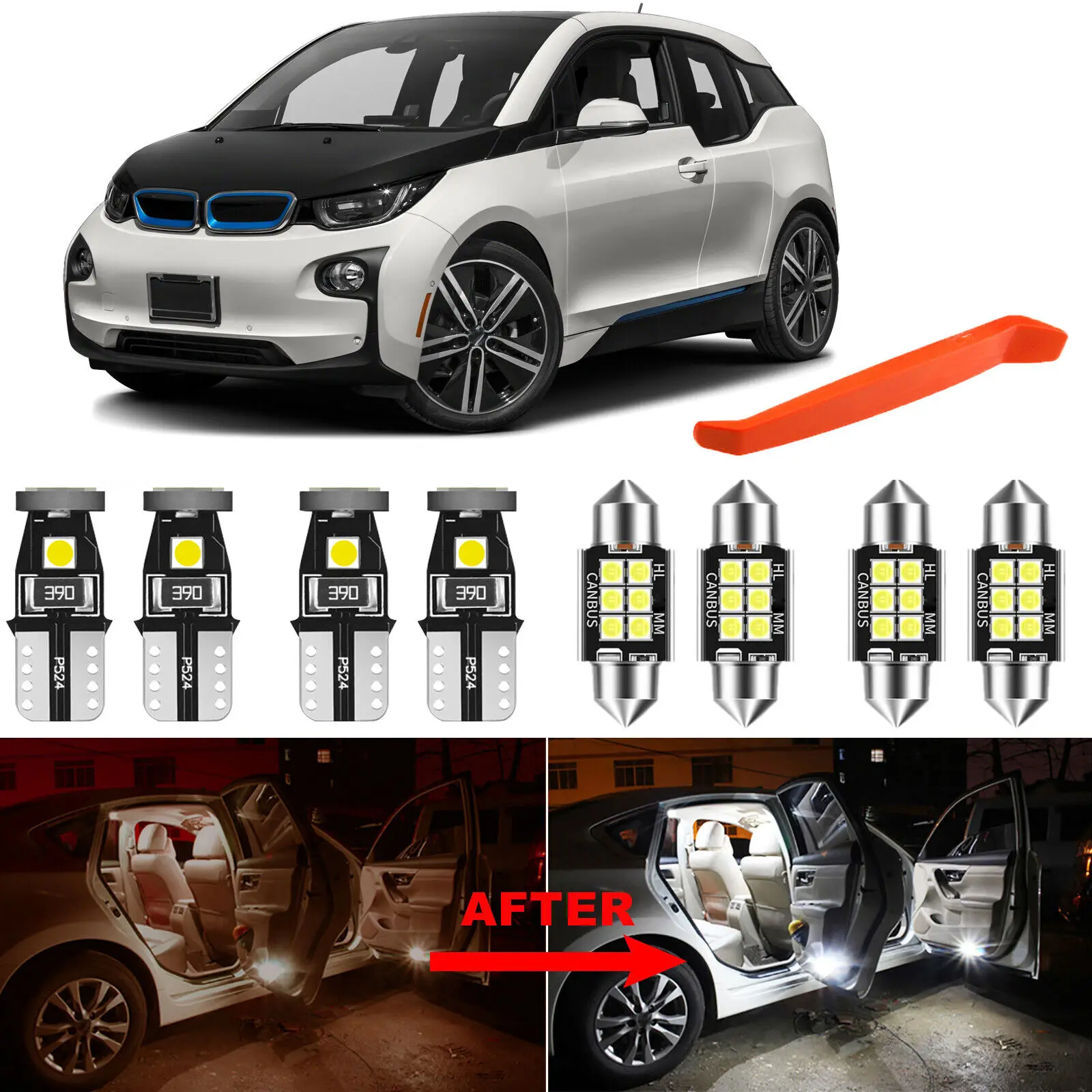 Winetis 18Pcs Canbus Error Free Interior Led 6000K Kit Lampadina Bianca Per Bmw I3 + 2014-2018 Strumento Gratuito