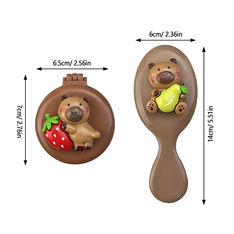 Capybara Folding Massage Comb With Mirror Head Massage Airbag Comb Anti-Static Portable Travel Girl Hair Combs Styling Tool 6