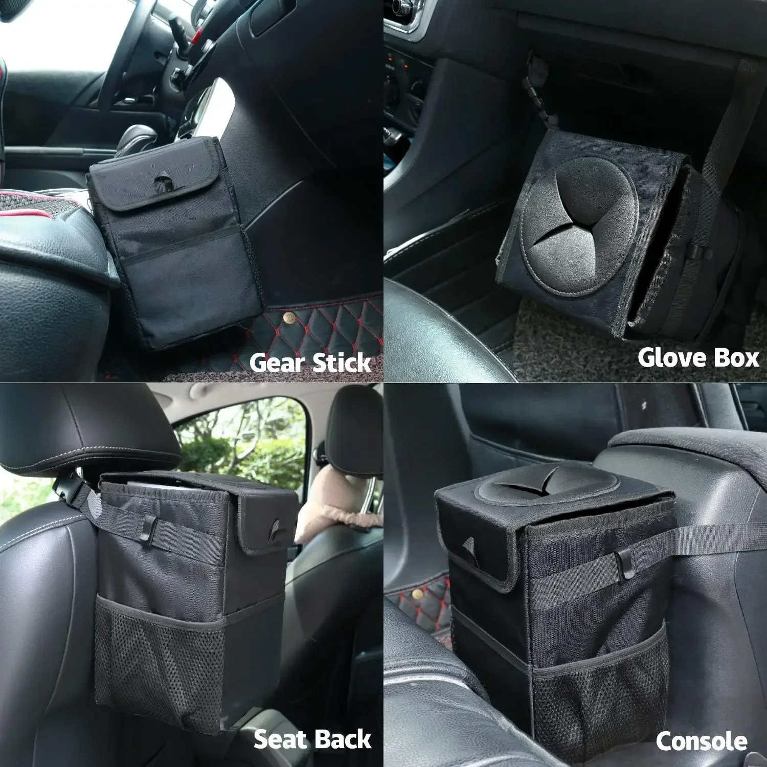 Car Trash Can with Lid and Storage Pockets Waterproof Garbage Bin Multipurpose Folding Trash Can car trash can Automotive Accessories