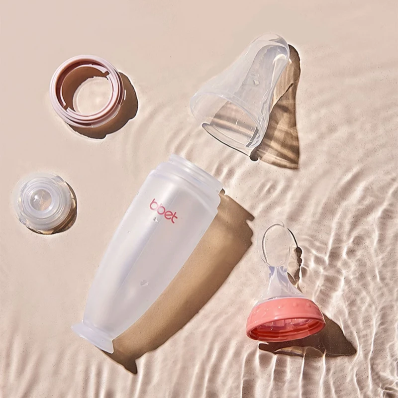 BBET BPA Free Silicone Feeding Spoon Toddlers Training Soft Tip Shape Baby Spoon Bottle Feeder