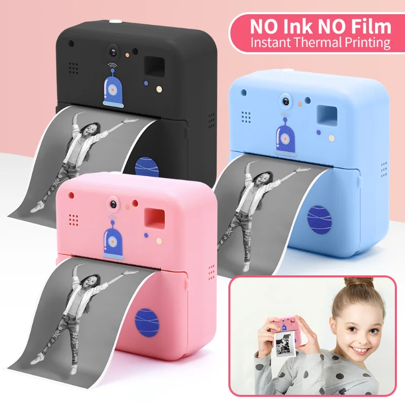 

Kid Instant Print Camera 32GB TF Card Bluetooth Camera for Children No Screen Label Printer Toys with Printing Paper Card Reader