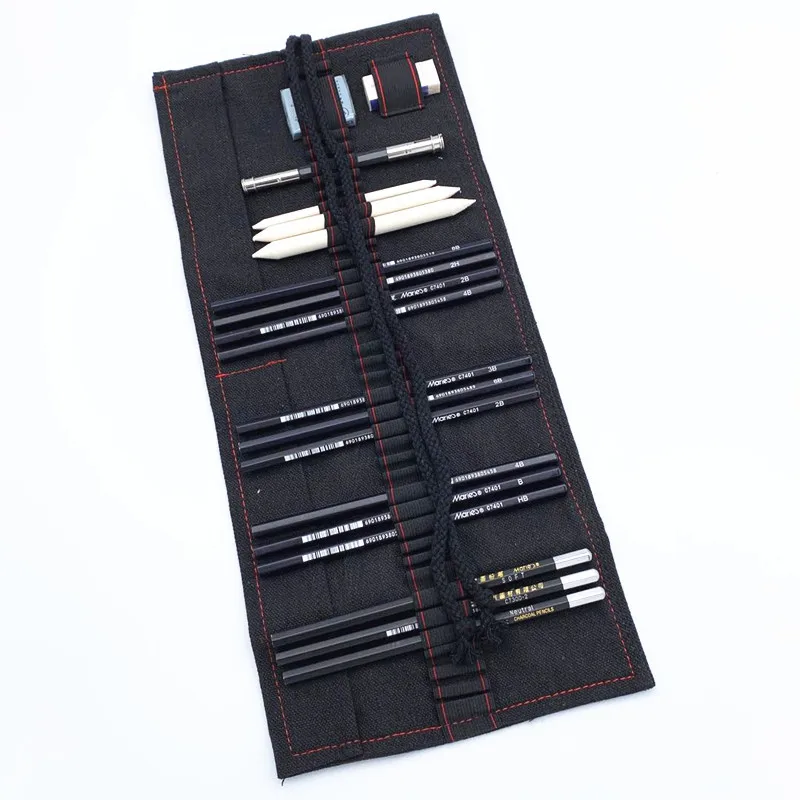 

19-Pcs Sketch Pencil Set Marley Sketch Pencil Set Black Ethnic Style Pen Curtain Sketch Set Miniature Sketch Pad and Pencil Set