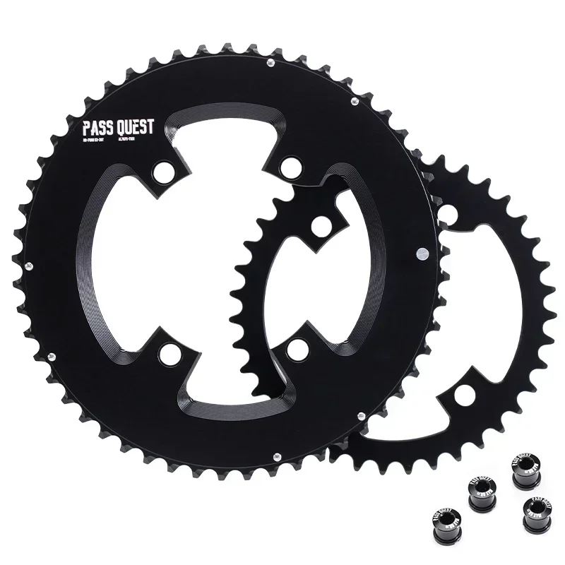 Road Bike Chainring PASS QUEST Double Sprocket 46-33T/48-35T/50-34T/52-36T/53-39T54-40T HOLLOW/Closed 110BCD Chainring For Ultegra R7000,R8000,105, road bike chainring