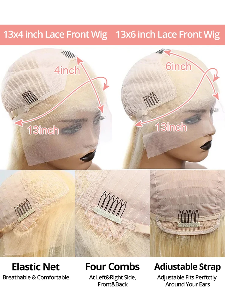 613 Hd Lace Frontal Wig 13x6 Blonde Human Hair Wigs 250 Density Body Wave Lace Front Wigs Colored Human Hair Pre Plucked 40 Inch