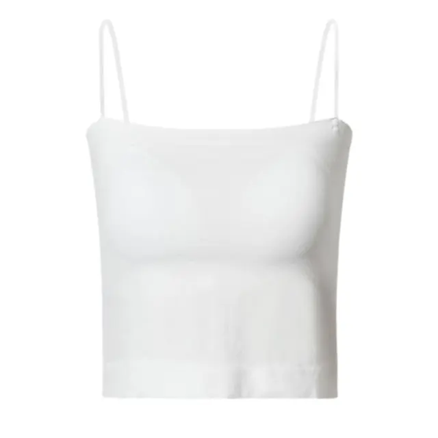 Top Female Sexy Bras Spaghetti Strap Crop Tops Wirefree Brassiere Fashion Camisole Seamless Underwear Top With Built In Bra Long-White