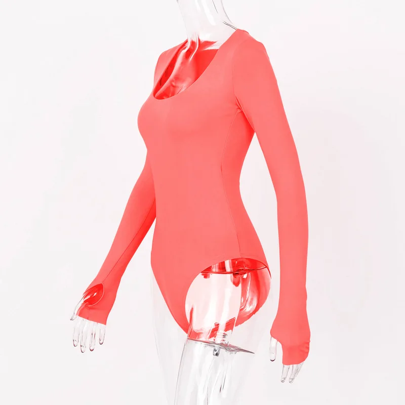 nude bodysuit Shestyle Bodycon Sexy Neon Orange Bodysuits Women Autumn 2019 Long Sleeve Solid Winter Basic Body Suit Female O Neck Black Pink black corset bodysuit