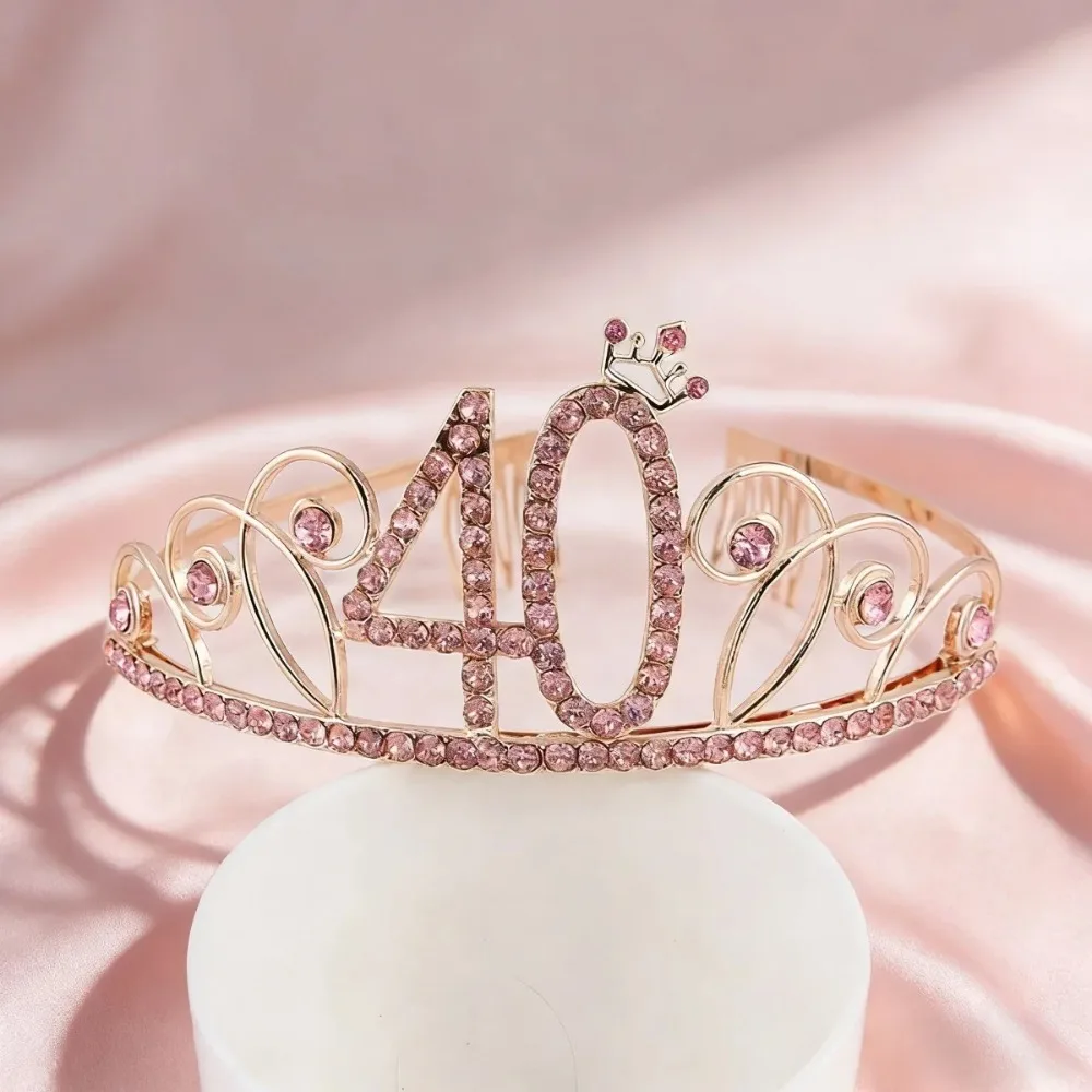 Rosegold Kristall Krone Haarband Legierung Braut Prinzessin Hochzeit Geburtstag Party Haarschmuck Stirnbänder für Frauen Haarbänder – Detail 2