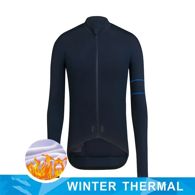 thumbnail image 1 of Maillot de ciclismo de alta calidad para equipos profesionales, ropa térmica de invierno de polar de manga larga para ciclismo de competición, ropa para deportes al aire libre, clásica a rayas, 1 of 5