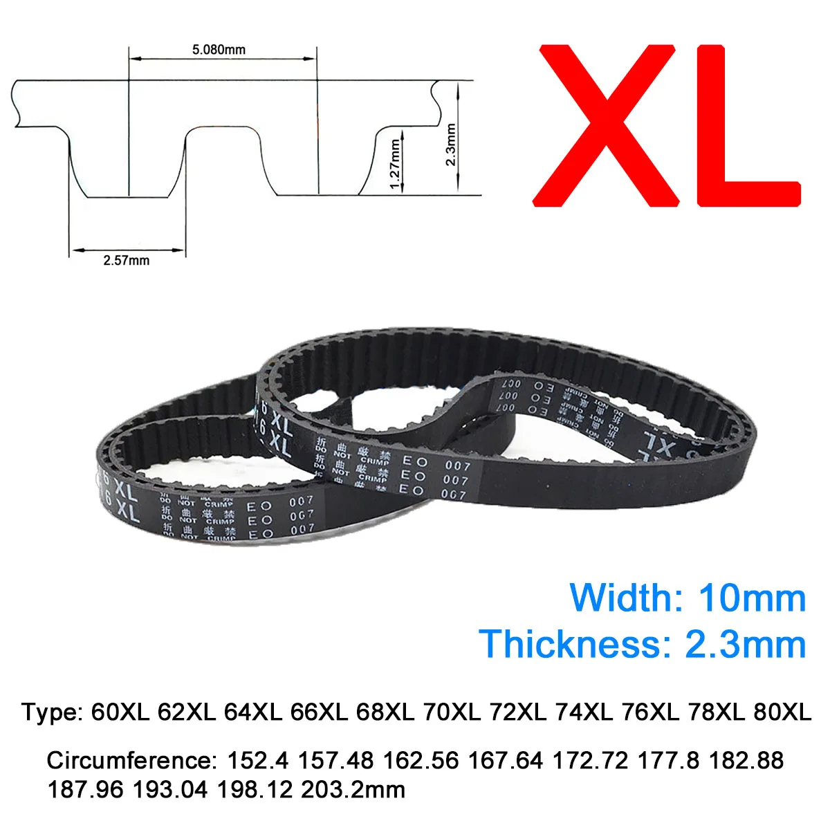 120XL Timing Belt - 60 Teeth, 10mm Wide, Cogged Rubber Belt For 3D Printers & Machinery 3 thumbnail image