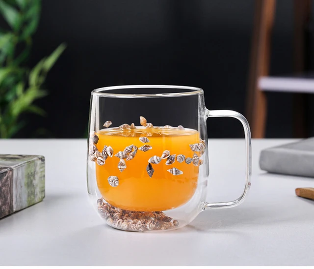 Double Wall Glass Heat Resistant Tea Coffee Cups Dry Flowers Sconch  Fillings Creative Diy Gift Mug Drink Juice Milk Cups