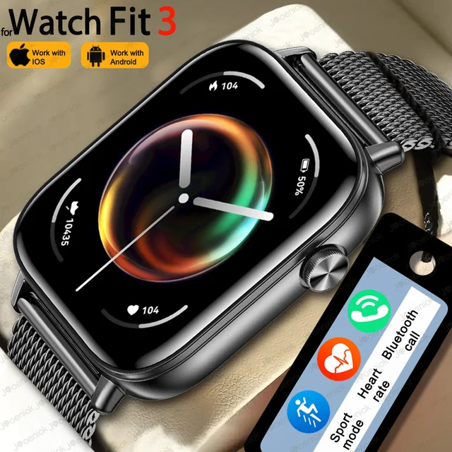 Nieuw Voor HUAWEI Horloge FIT 3 Smart Horloge Mannen Vrouwen Gift 1.83 "HD Scherm DIY Wijzerplaat Hartslagmeter waterdicht BT Oproep Smartwatch