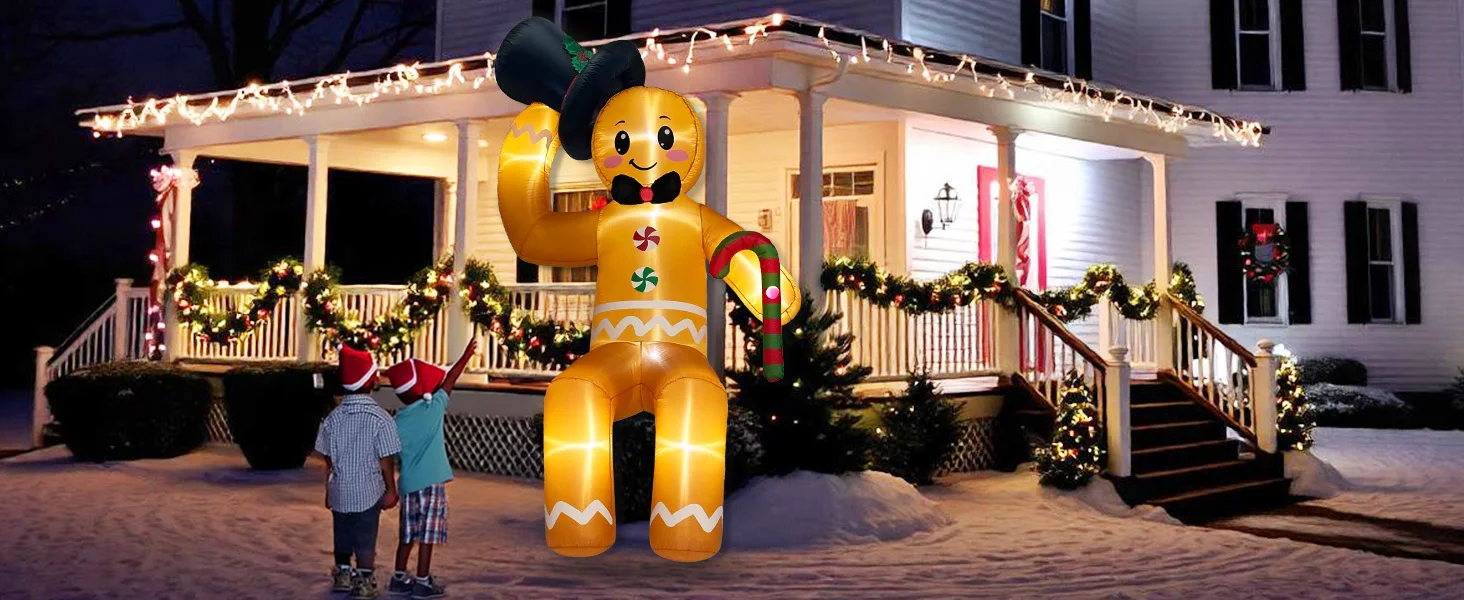 Description Picture 4 of itemOurWarm 10 FT Christmas Inflatable Outdoor Decoration, Sitting Gingerbread Man Inflatable Christmas Blow up Yard Decorations