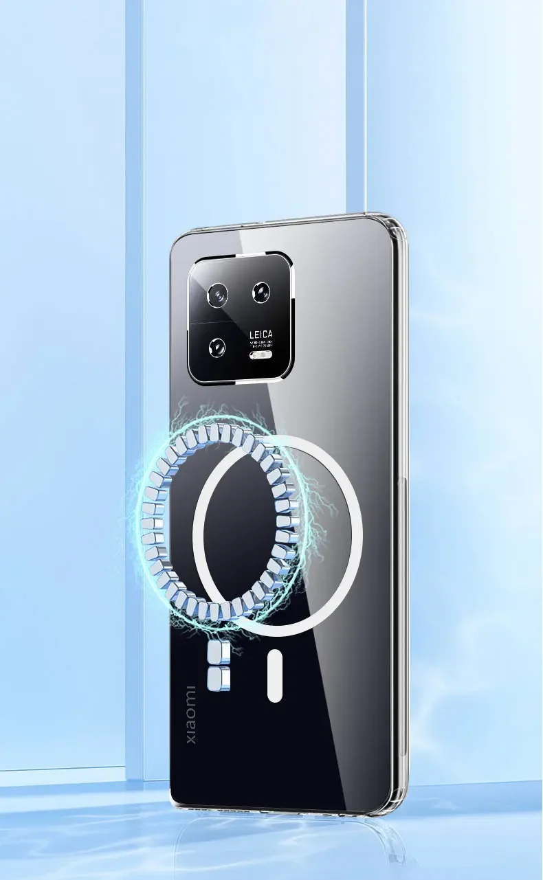 Clear Acrylic Shockproof Phone Cover with Magnetic Wireless Charging Compatibility