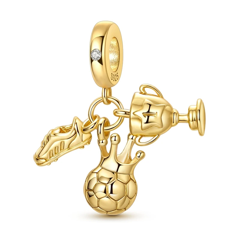 925er Sterlingsilber Gold-Serie Charms Flugzeug Pferd Welpe Elefant Perlen Anhänger passend für Originalarmband DIY Schmuck Geschenk für Frauen – Detail 39