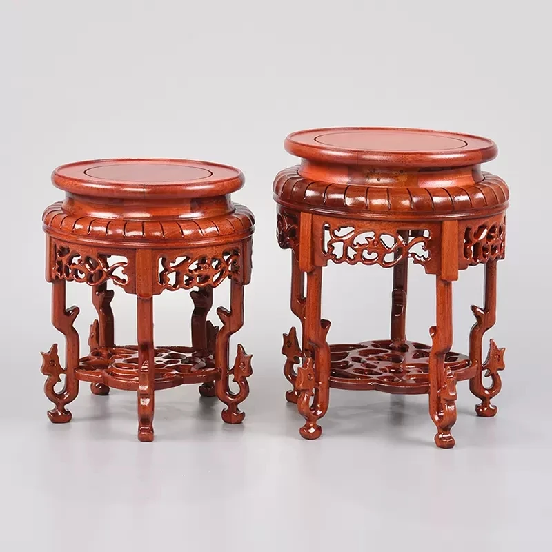 Dalbergia Cochinensis RedWood Carved Bonsai Display Pedestal Vase, Artical Statue, Luxury Collection Base, Classical Design