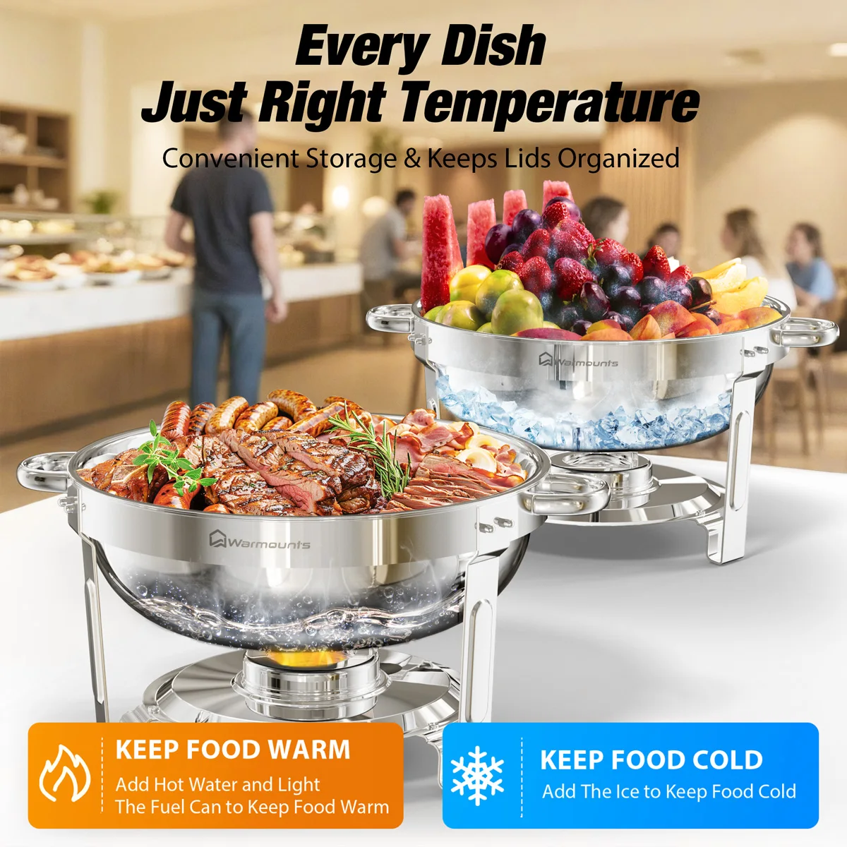 Stainless Steel Round Chafing Dish Buffet Set for Catering and Parties