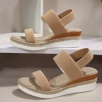 Sandales à talons compensés pour femmes, nouvelle mode d'été, bouche de poisson, ensemble ample, sandales à plateforme de pied, 2024 4