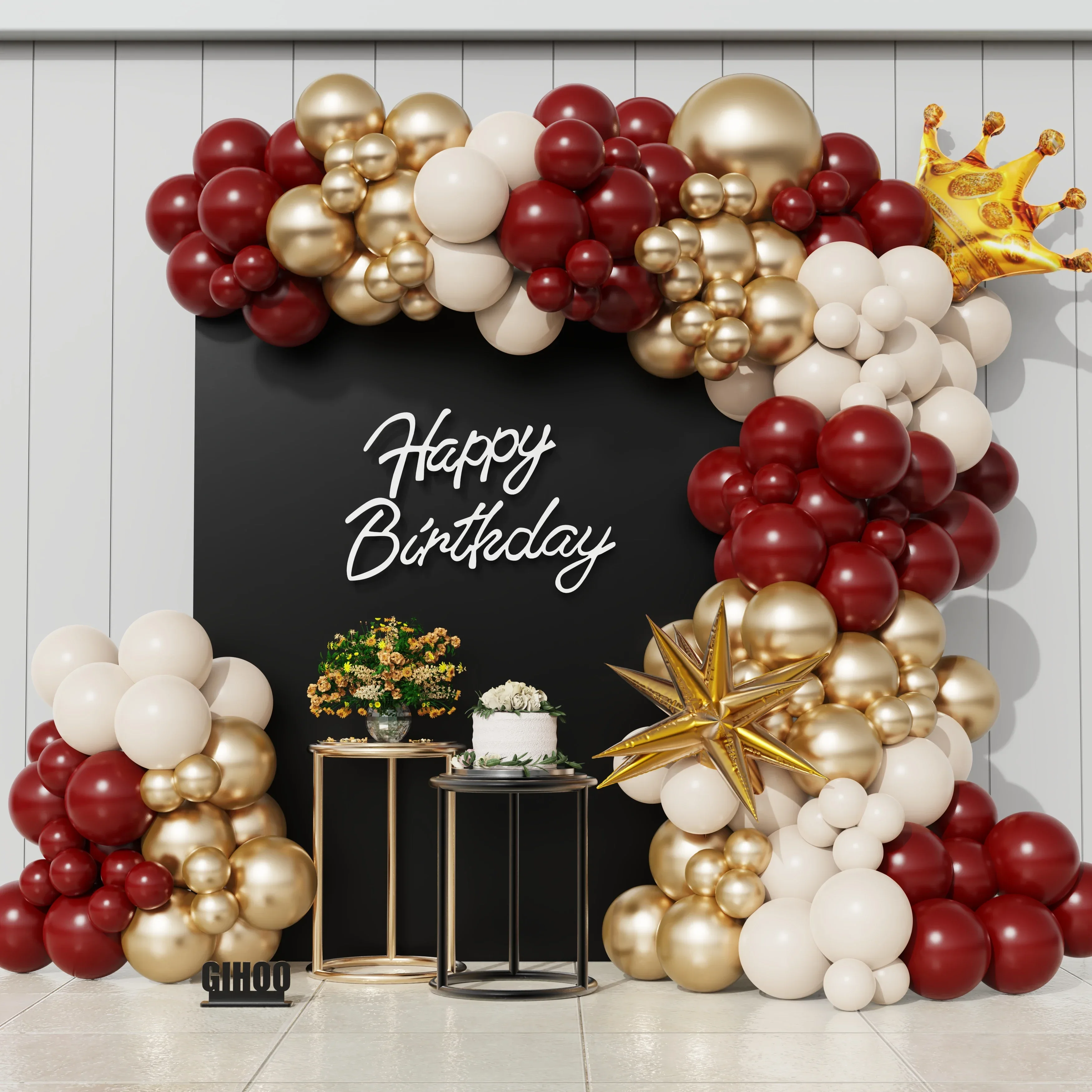 Kit de arco de guirnalda de globos de corona de oro burdeos, piezas,  decoración de fiesta de cumpleaños, boda, día de San Valentín, 140 -  AliExpress, image size:3500x3500