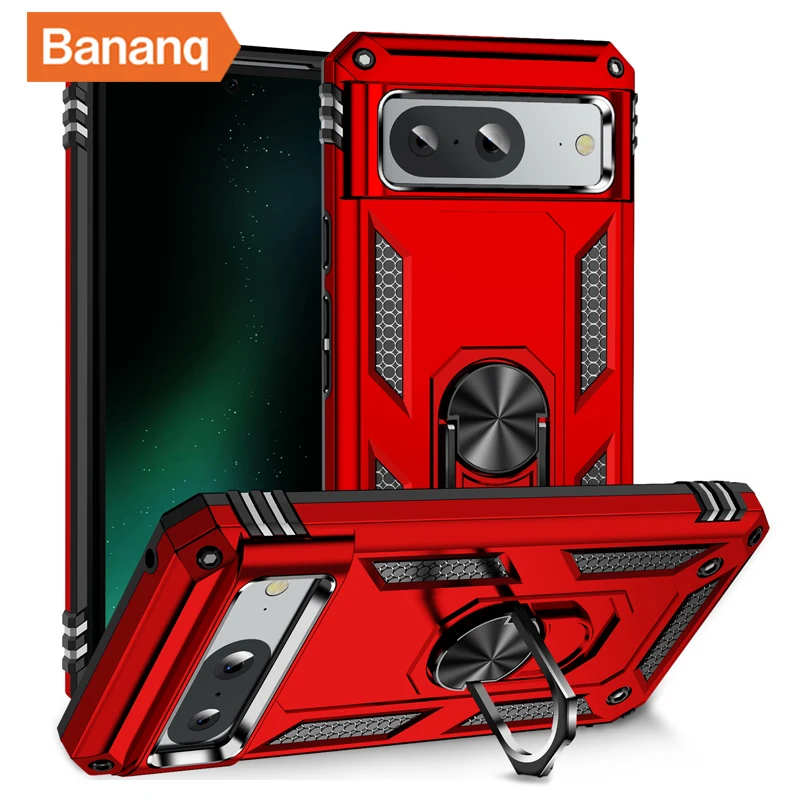 Shockproof Metal Finger Ring Bracket Armor Case with Magnetic Car Holder - Premium Phone Cover
