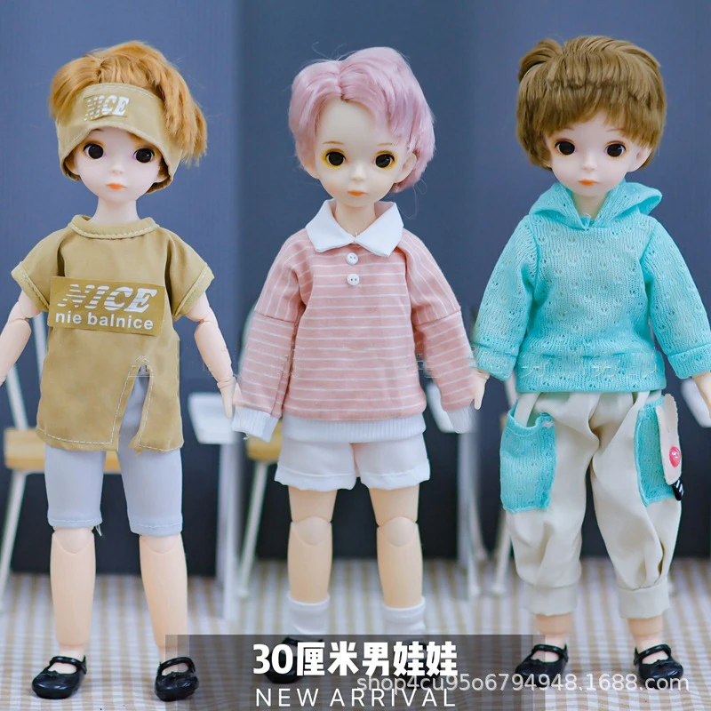 New Short Hair Boy Dolls Bjd Doll Body 1/6 30cm 22 Joints Fashion Sportswear Clothes Hat Set Dress Up Toys for Girls Kids Gift 2