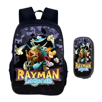 Cartoon Games Rayman Legends 2pcs Set Backpack Schoolbag Boys Girls Camping Backpack Pencil Case Pencil Bag Pencil Box 2