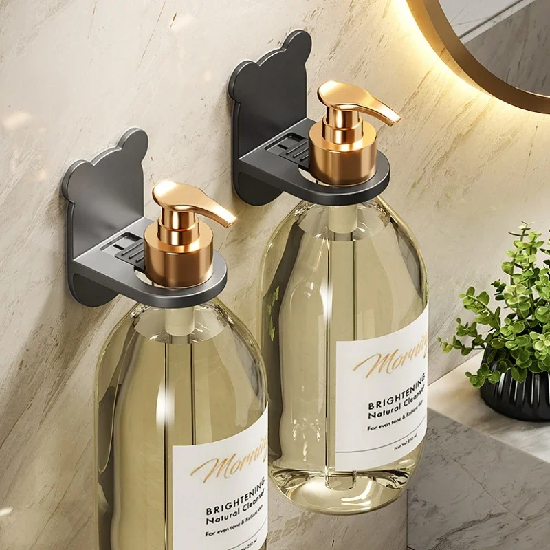 Soap Dispenser Shampoo Dispenser Soap Liquid Box Universal Shower Gel Bottle Rack Adjustable Shampoo Bottle Holder Hand Soap Dispenser Hook Wall Mounted Free Punching
