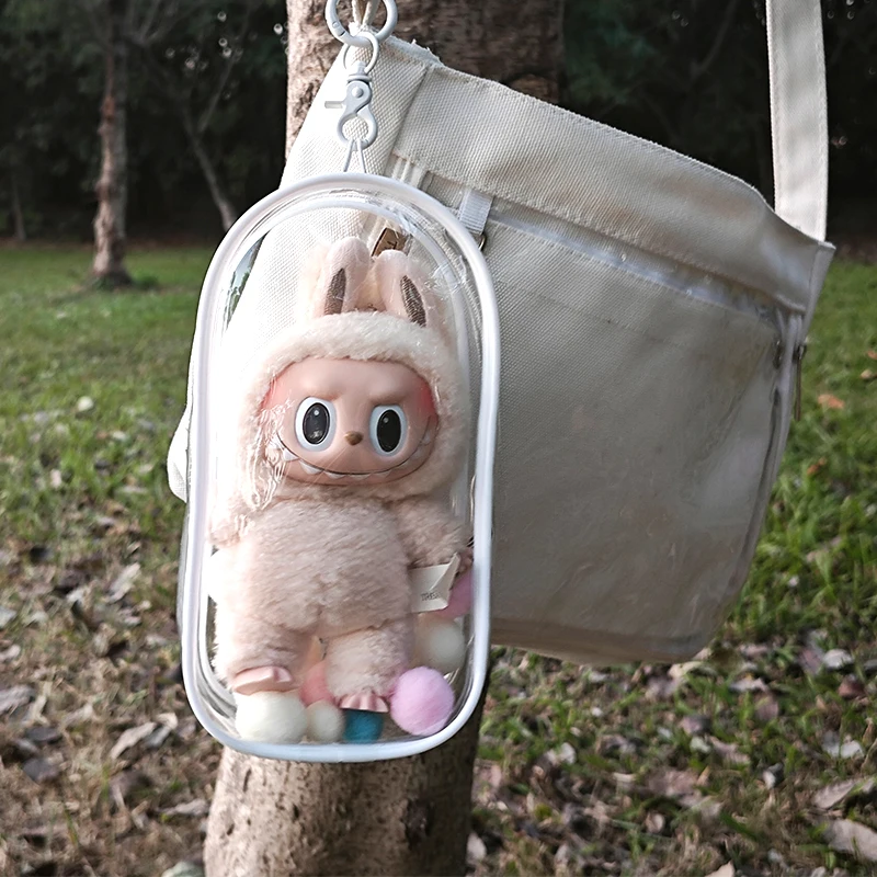 Clear Outdoor Bag For 18cm Cartoon Plush Dolls AC Toys Transparent Mini Kawaii Pouch For Keychain Doll Anime Figure Garage Kit 5
