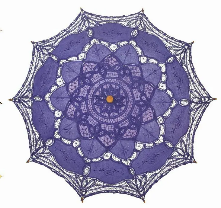 New Lace Parasol Cotton Embroidery Wedding Many Color White/Ivory Sun Umbrella Decorations 001
