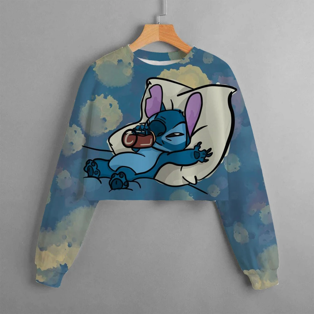 New Girls Casual Cartoon Characters Disney Stitch Kids Print Hoodie Long Sleeve Sweatshirt Street Style Kids Clothing images - 6