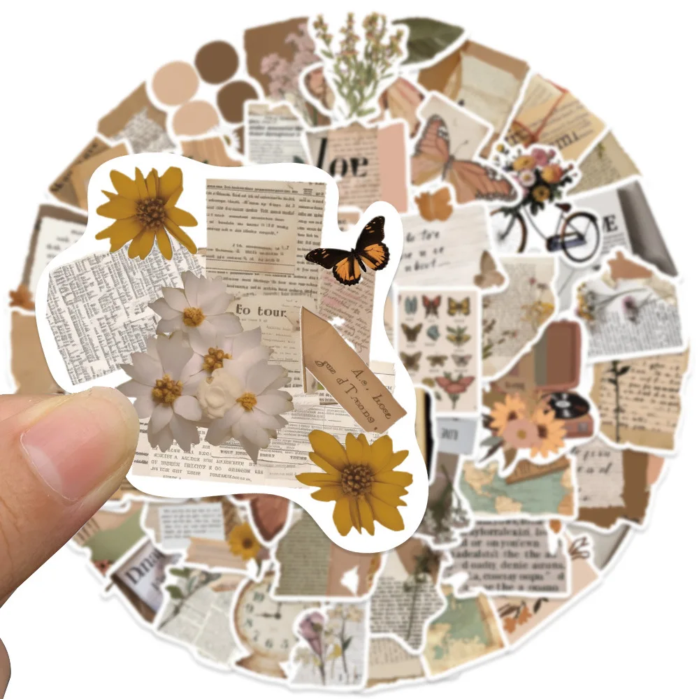 10/30/50Pcs Decorative Paper Stickers Retro Art Waterproof Graffiti for Luggage Laptop Phone Diary Planner Scrapbook