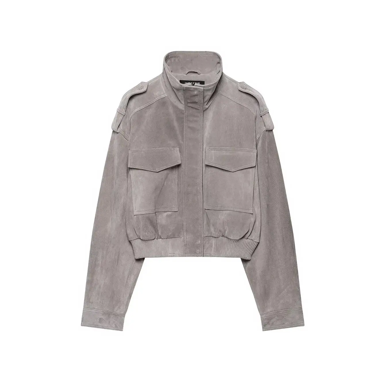 2026 Women Short Jacket Stand Collar Zip Up Flap Pockets Faux Suede Jackets Fashion Autumn New Vintage Loose Solid Jackets