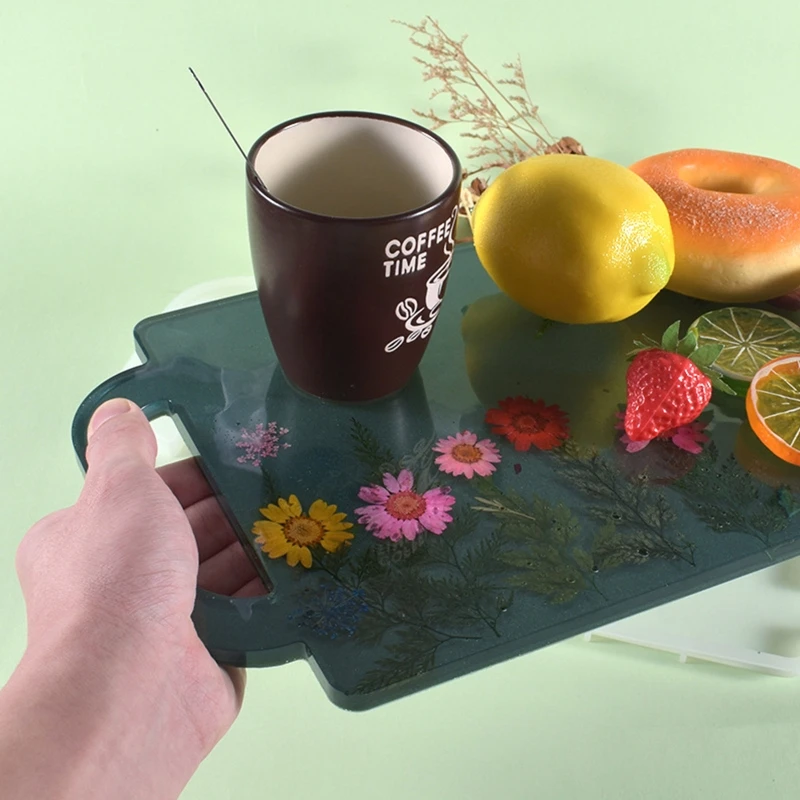 Handmade Fruit Tea Cup Tray UV Crystal Epoxy Resin Mold Serving Plate Silicone Mould DIY Crafts Home Decorations Casting