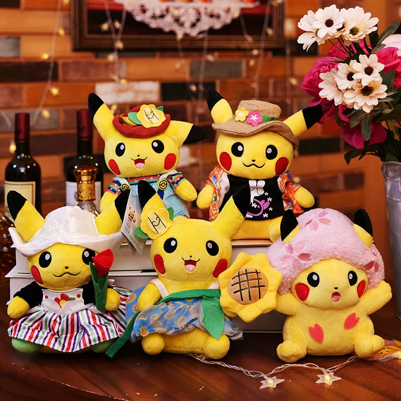 

TAKARA TOMY Pokemon 22cm Anime Figure Wedding Dress Pikachu Plush Dolls Pet Stuffed Model Pendant Toy Children Christmas Gifts