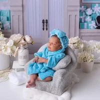 Newborn Photography Props Baby Hooded Robe With Belt Bathrobe Bath Towel Cucumber Set Outfit Baby Costume Photo Accessories 3