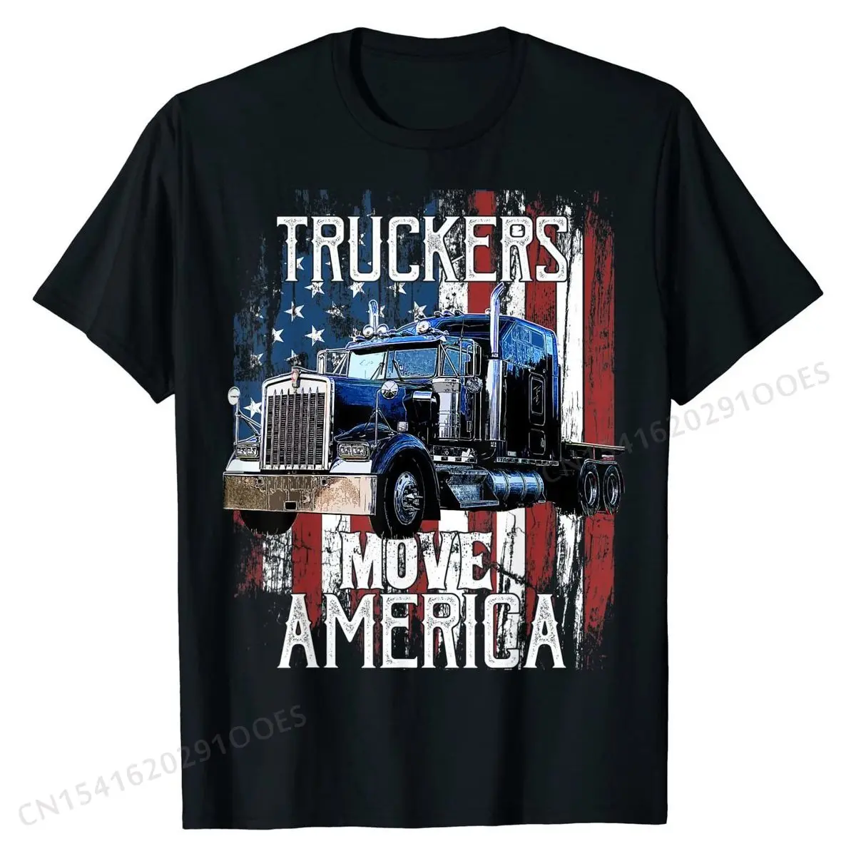 Trucker American Flag Truck Driver Shirt Truck Driver Gift T-Shirt Funny Men T Shirt Cotton Top Tees Custom