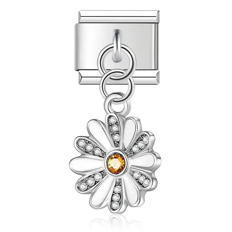 Charm Bracelet Hapiship Original Daisy Flower Key Beetles Headset Castle Italian Charm Fit 9mm Bracelet Stainless Steel Jewelry Making DJTop22