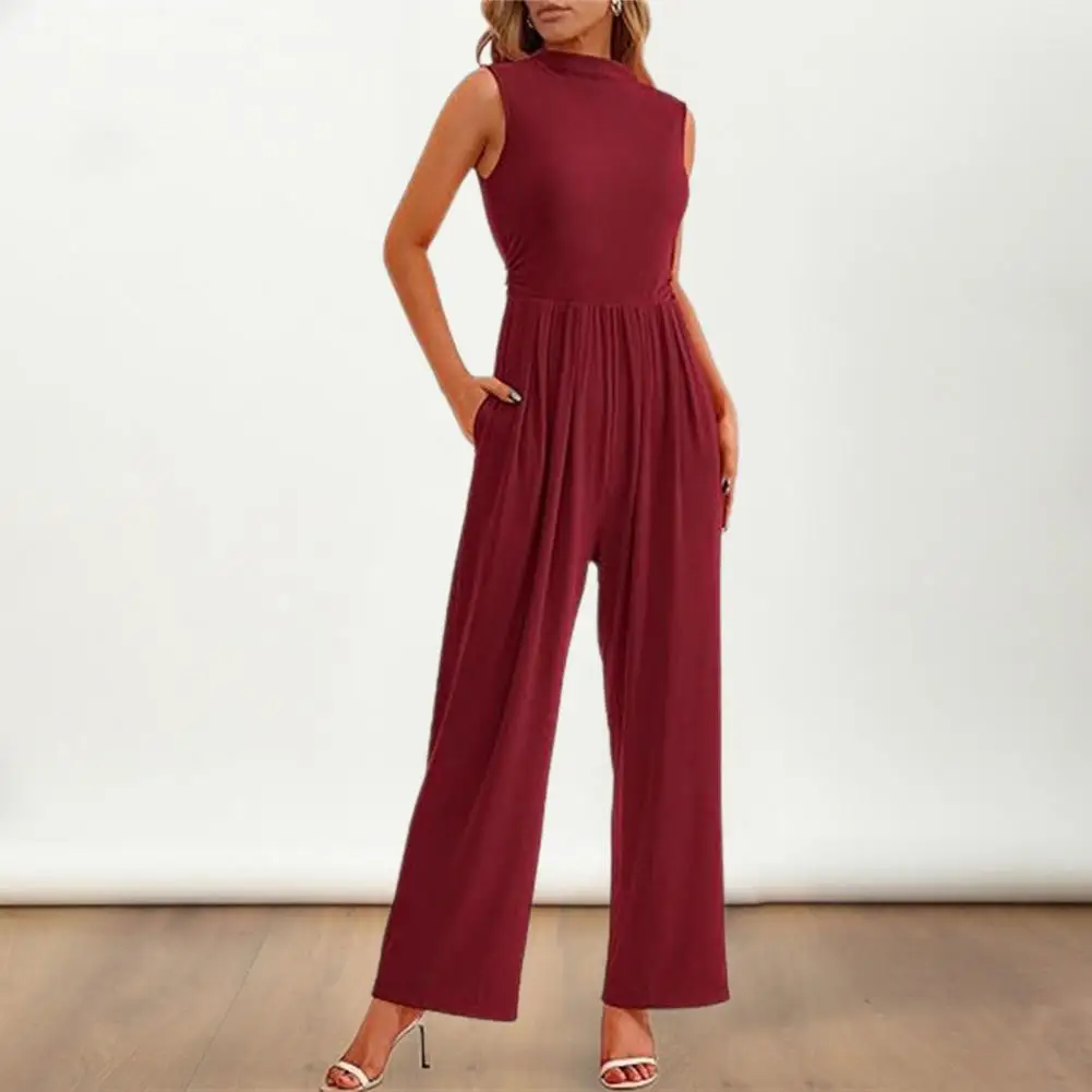 

Women Formal Jumpsuit Pleated High Waist Jumpsuit Elegant Formal Jumpsuit with Wide Leg High Waist for Women Pleated for Summer