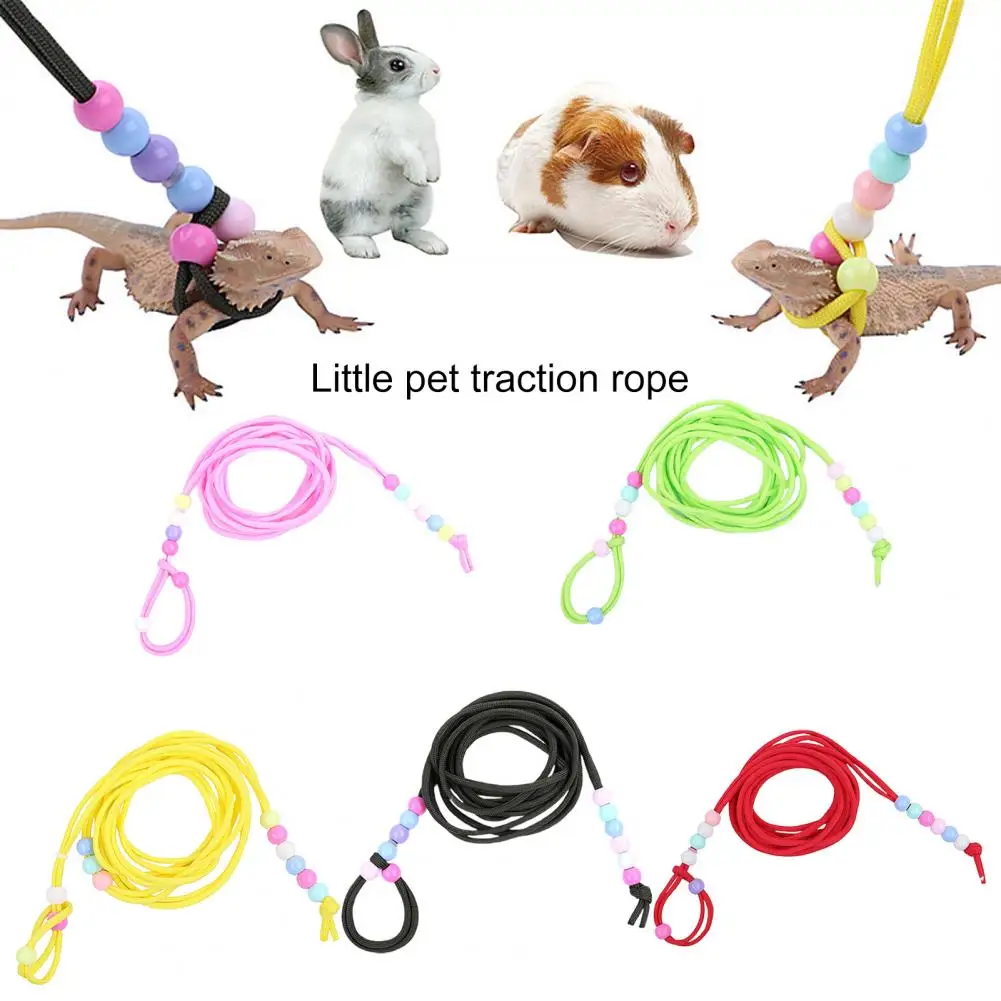 

Small Animal Traction Rope Portable Colored Beads Adjustable Ferrets Guinea Pig Hamster Lizard Traction Leash Small Pet Supply